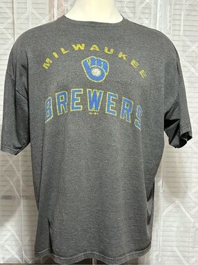 Vintage logo Milwaukee Brewers Short-Sleeve Graphic Tee - Gray 2XL 26p2p 32L